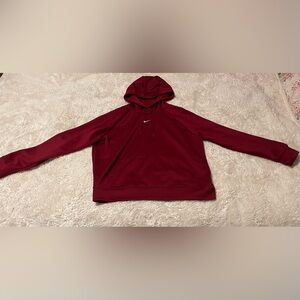 Nike Hoodie Sweatshirt Women Red/Maroon Hoodie Center Swoosh Graphics Size M